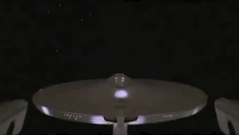 A clip from Star Trek, spacecraft is warping